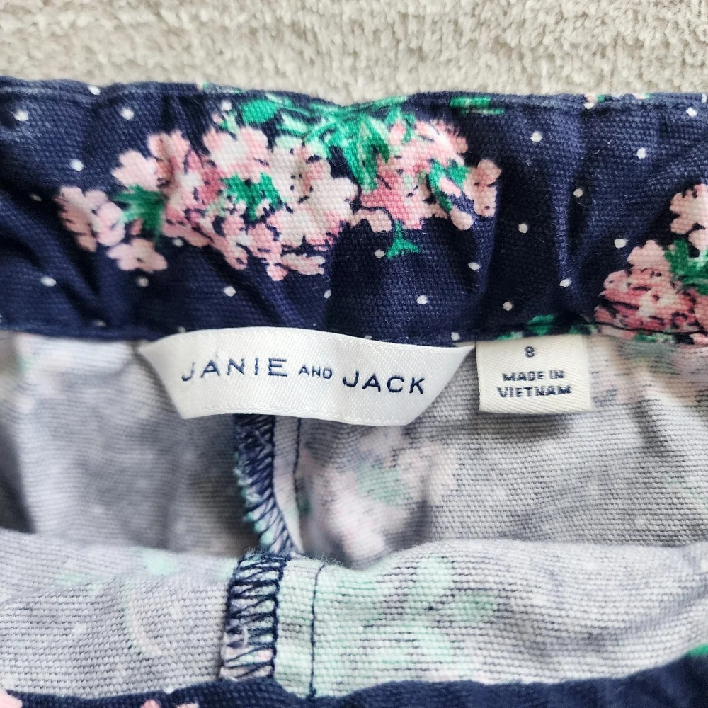 Janie and‎ Jack Cotton Navy Floral Button Front Shorts